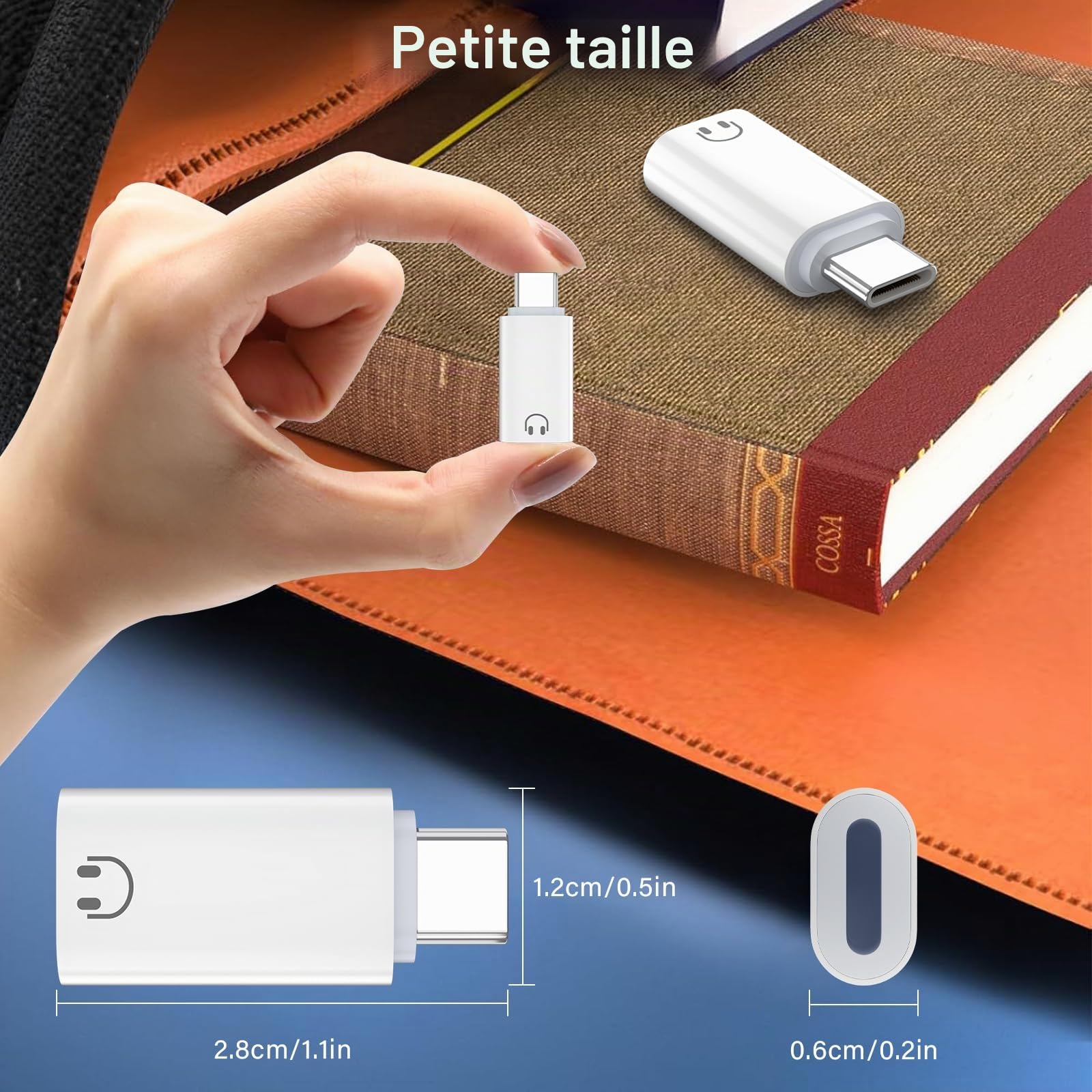 Adaptateur USB C vers Lightning Audio, USB C mâle vers Lightning, Compatible iPhone 16/15, Blanc