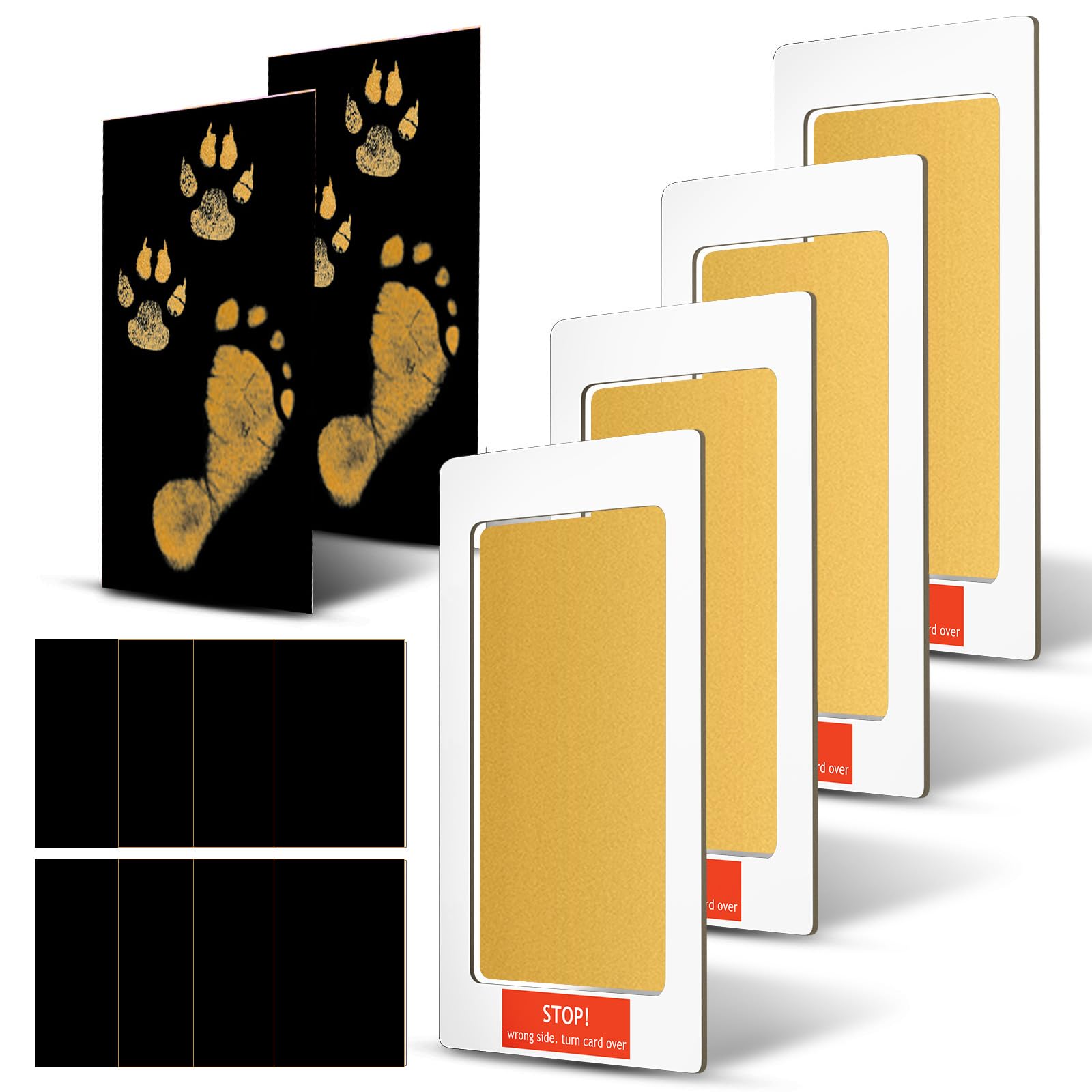 Outus 14 Pcs Paw Print Kit for Dogs No Mess Ink Pad Pet Memorial Newborn Footprint Impression Kit for Pets 4 Inkless Pads with 10 Blank Cards (6 x