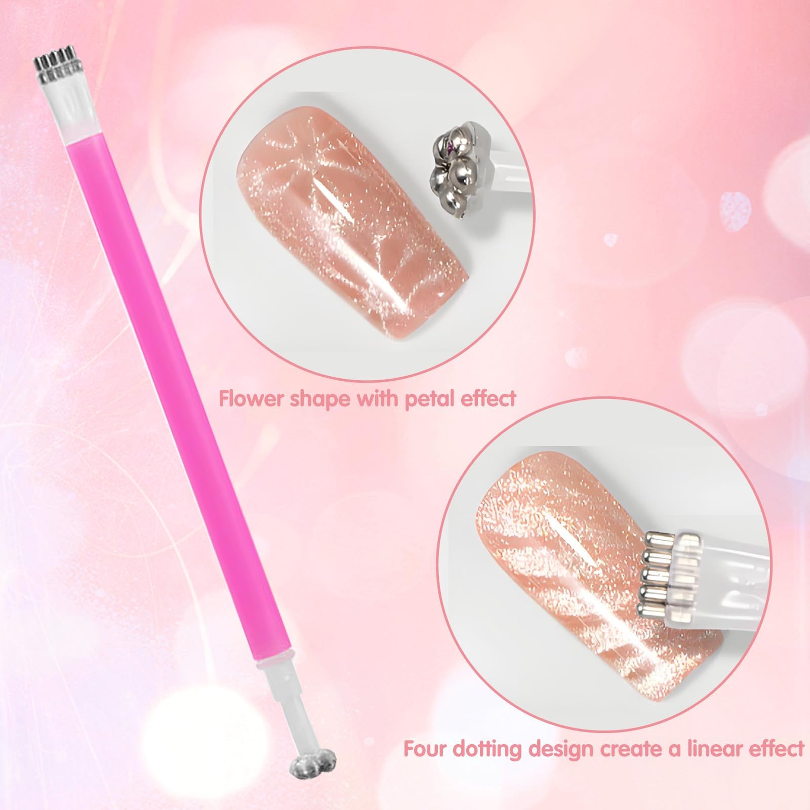 Kit de 5 aimants 3 en 1 pour vernis gel effet œil de chat, comprenant un outil magnétique pour les ongles, un stylo magnétique double embout et des guides en forme de lapin | Indispensable pour Polish