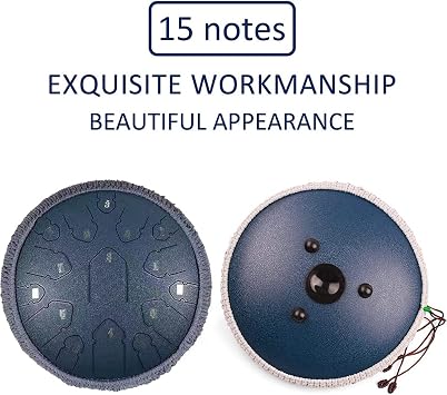 Steel Drums Instruments 14-Inch 15-Note Panda Drum for Adults and Kids Gift, Tongue Drum D Major Percussion Drum with Portable Bag, Mallets, Finger Cots,Purple