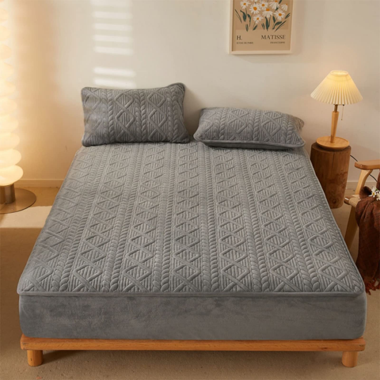 Dopasowane prześcieradła Podwójne pikowane Ochraniacz na materac 180X220 + 30 cm Narzuta Bawełniana narzuta Patchwork Incl, Wykonana z oddychającego pikowanego koca