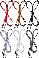 BILIONE 6-Pack Multicolor Leather Eyeglass Chains - Adjustable Glasses Straps & Retainers for Women, Men, Kids