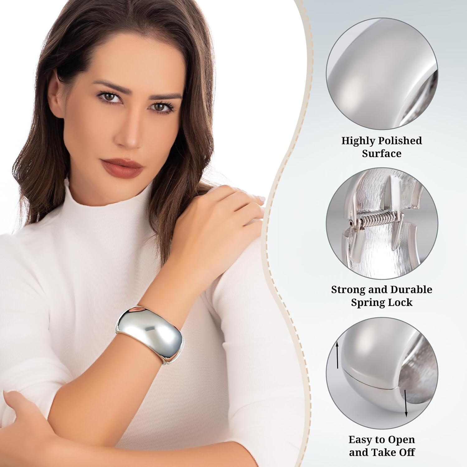 Fashion this season F&S Trendy Elegant Gold Bangles and Bracelets for Women, 2026 New Chunky Thick Wide Wrist Cuff, Textured Stackable Non-Tarnishing Bangle, Trendy Statement Cuff Bracelet Stack Fashion Jewelry Valentine's Day Gifts - Image 4