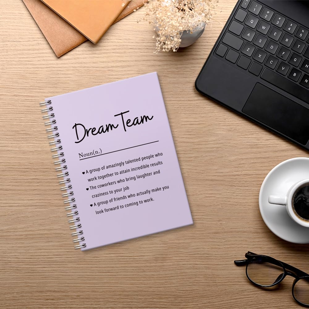 Msticey Dream Team Definition - Taccuino a spirale con copertina rigida viola, 160 pagine bianche, regalo ideale per compagni di squadra, lavoro, colleghi, apprezzamento dei dipendenti, regalo di