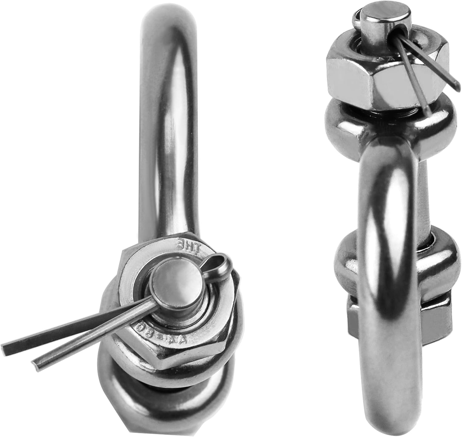 Stainless Steel D Ring Shackles 1/4" 5/16" 3/8" 1/2 inch 316 SS Heavy Duty Boat Anchor Shackle Marine Grade Bow Shackles with Cotter Pins