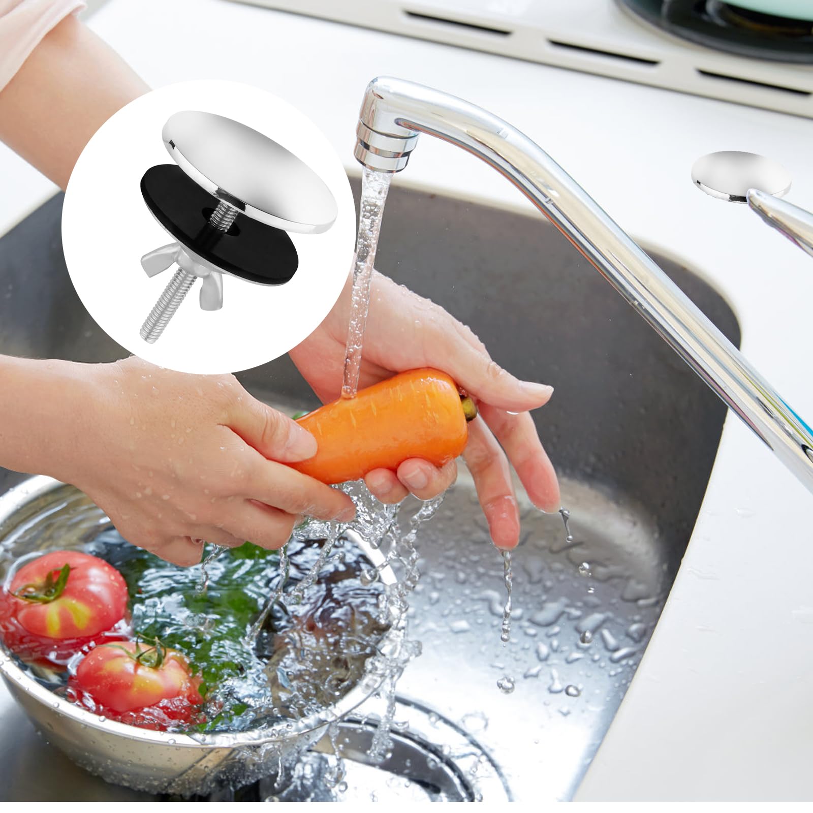 Tappo Copriforo Per Lavello Cucina In Acciaio Inossidabile - Diametro 5cm, Argento