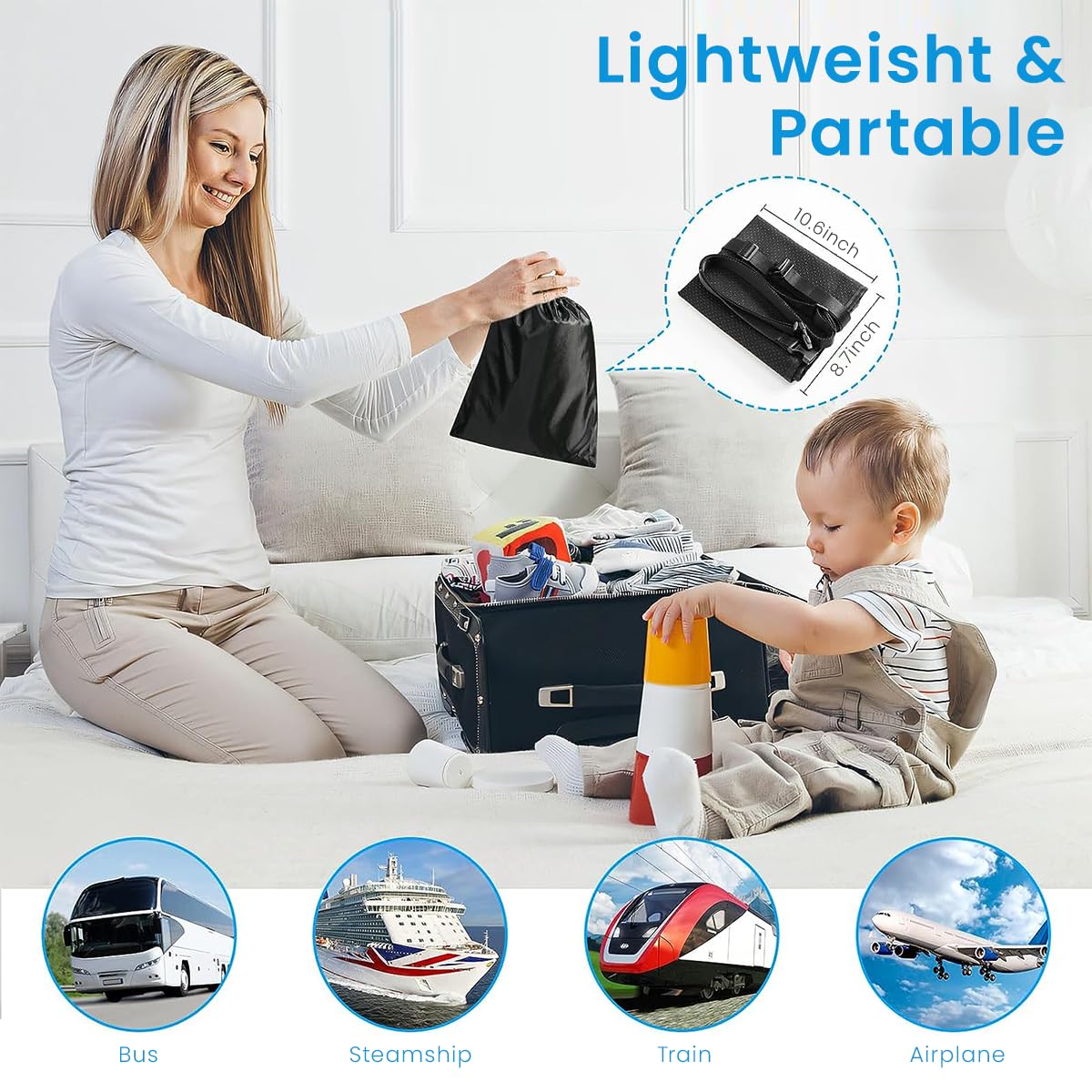 HASTHIP Airplane Seat Extender for Kids, 78 * 43cm (Black), Footrest 3