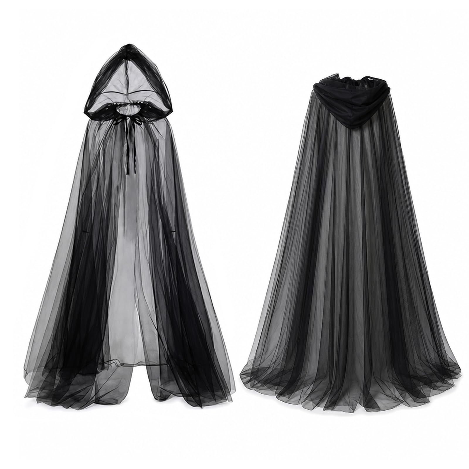 Eivxxky Black Cape, Veil Hooded Cloak, Halloween Costumes for Women