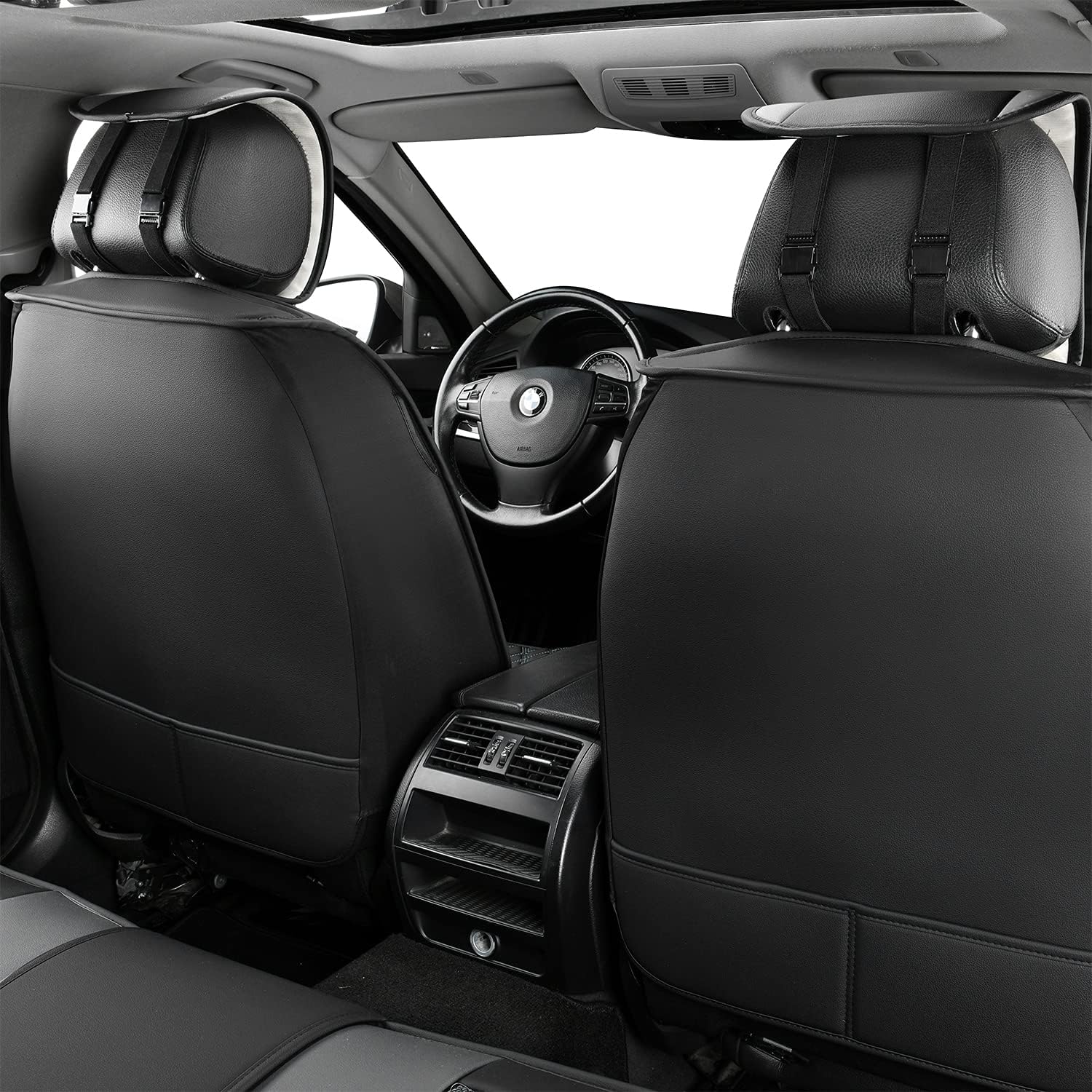 Up To 40% OFF Sunny color 1 Pair Car Seat Cover, Leather Car Seat Covers Universal for Cars SUV Pick-up Truck Van Interior Accessories(Black+Gray)