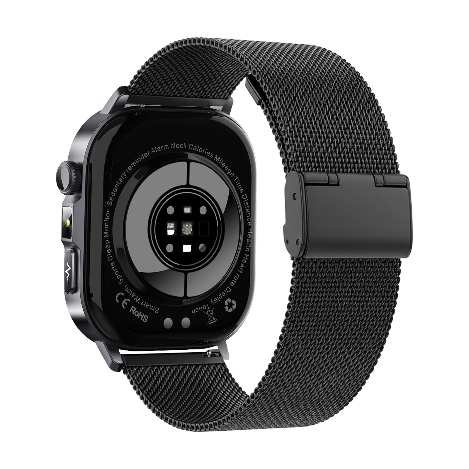 Knauermann Pro 4 (2026) Carré Noir - Montre de santé ECG avec Mesure de la Pression artérielle, du pouls et de l'oxygène dans Le Sang, Fonction téléphone, Analyse du Sommeil, IP67, 46 mm - Bracelet