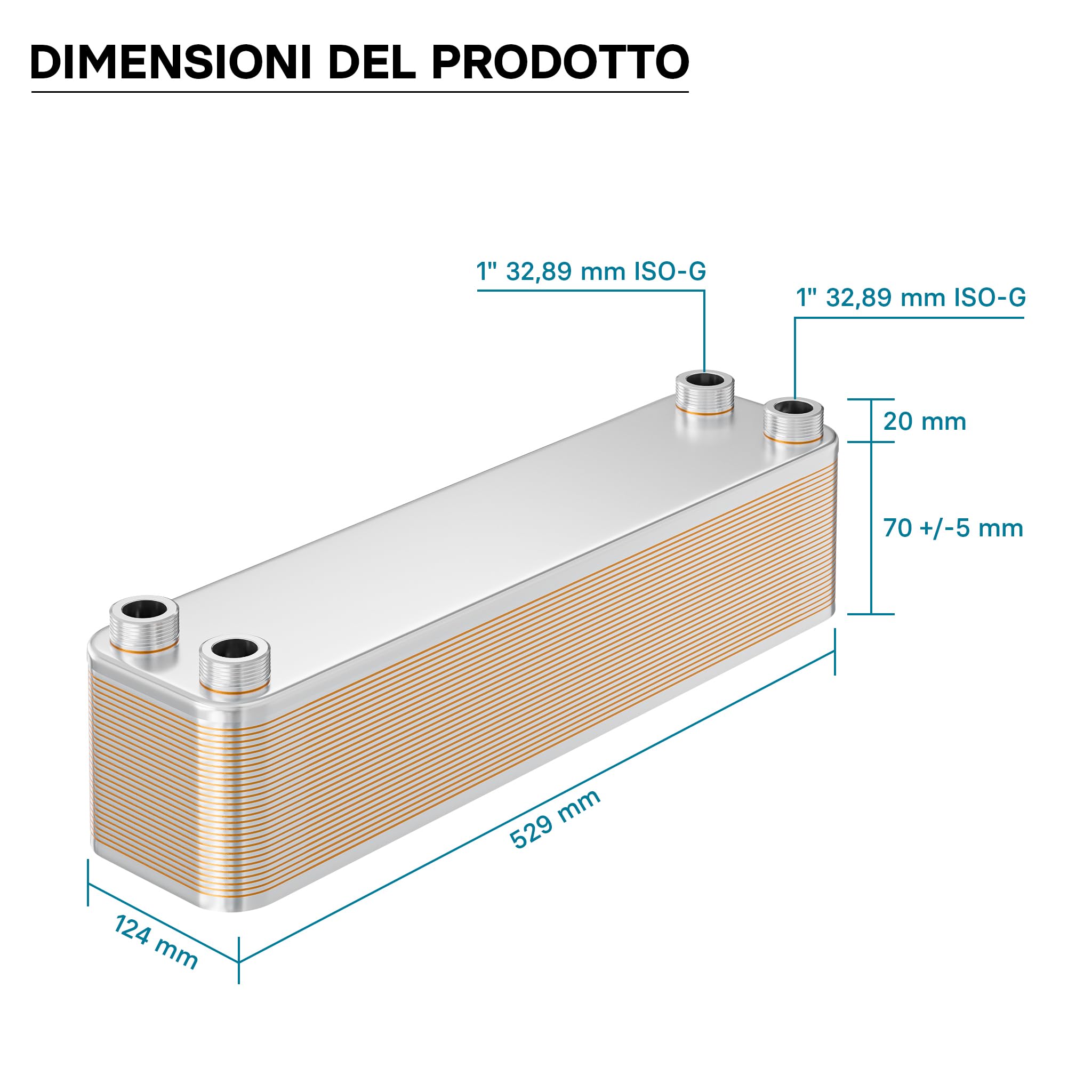 Wiltec Scambiatore a piastre saldobrasate Wiltec in acciaio inox, 30 piastre Max 330 kW
