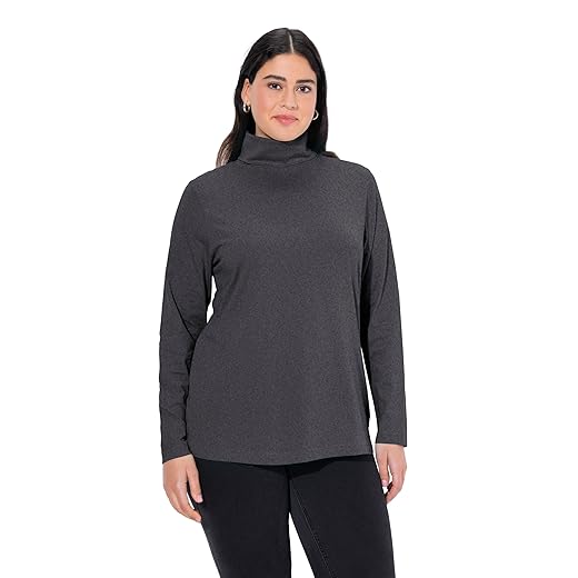 Ulla Popken Shirtrolli Basic Pull à  col roulé, Gris (Anthracite 12), 54 Femme