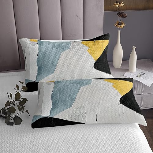 Miniatura 4 de Juego de colcha de arte degradado abstracto retro pintura al óleo para niños y niñas, juego de edredón vintage de arte grunge amarillo y negro,