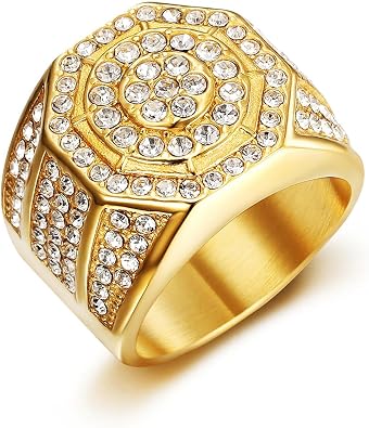ICED OUT Ring for men Wedding Rings for Men 3D Circles Stainless Steel ring Hip Hop ring Radiant Rings Bling Iced Out Jewelry Punk Ring Club ring Heavy Metal ring Party