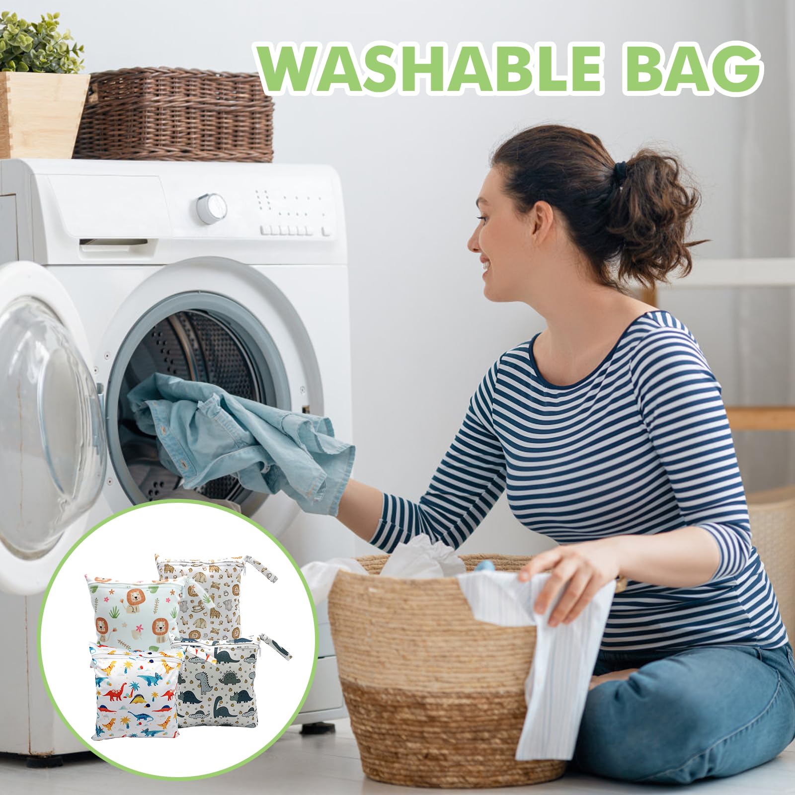 Wetbag asilo 28x30 cm sacchetto bagnato pannolini riutilizzabile con chiusura lampo 4 pezzi motivi colorati