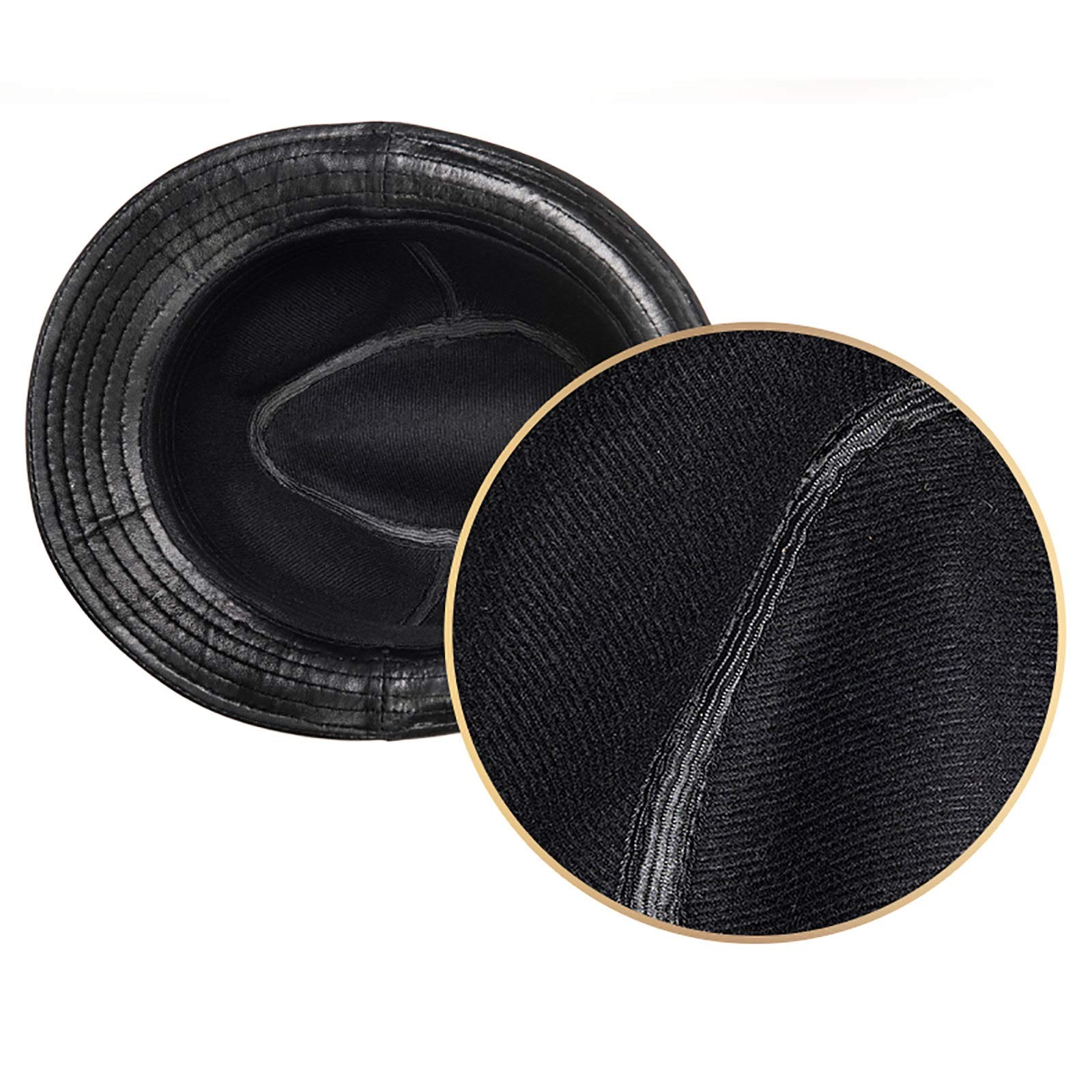 Sombreros de invierno, cuero genuino Jazz Cap Hombre Sheepskin Top Sombrero Panamá Vintage Fedora Trilby Hat Otoño e Invierno