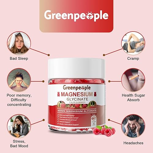 Miniatura 3 de GREENPEOPLE Magnesium Glycinate Gummies 400mg - Sugar Free Magnesium Supplement with Magnesio Citrate, Vitamin D, and B6 for Calm Support & Sleep