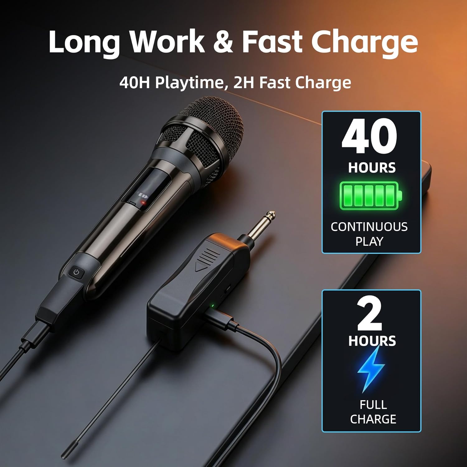 Wireless Microphones for Karaoke Singing, Professional Dual Cordless Mic System , 500ft Long Range Dual Handheld Cordless& LED Display, Dynamic Karaoke Microphone for Singing, DJ, Church, Party