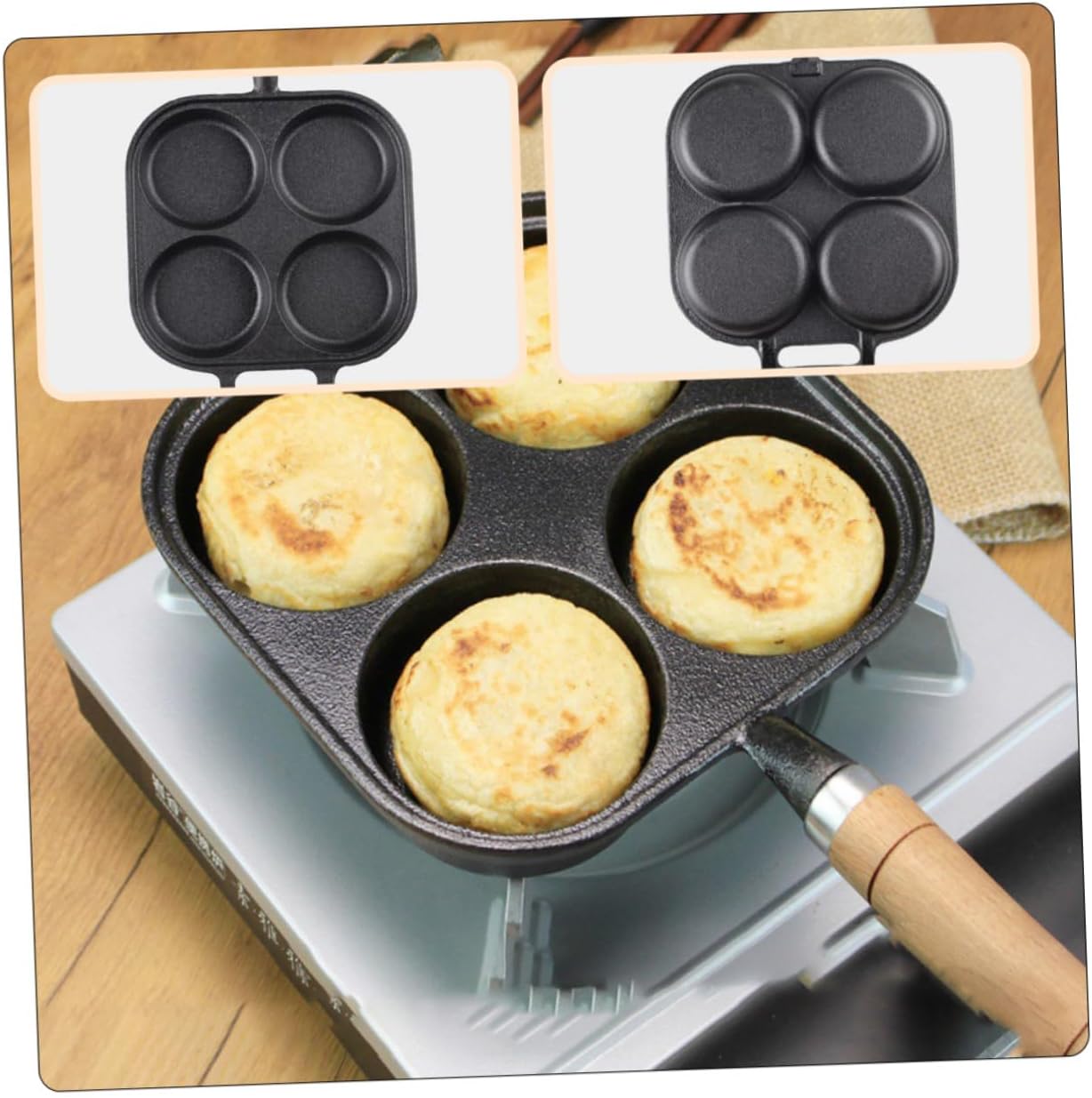Alipis Non Stick Frying Pan Four Hole Egg Pan Kitchen Making Mold Easy to Use Fast Cooking