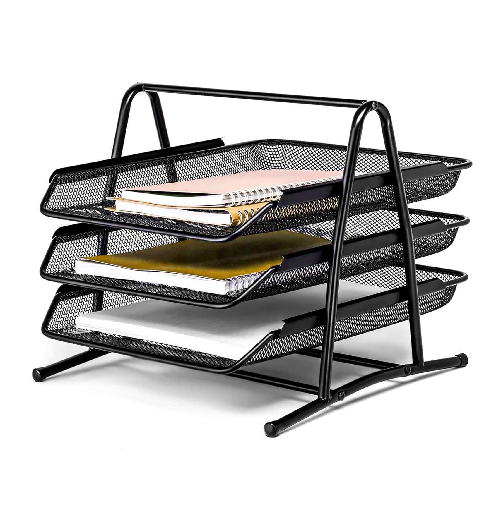 MOMENT 3-Tier Paper Tray, Desktop Organizer, 3 Layer A4 Metal tray Office Desk Organiser, Paper File Storage, Workspace, Office, Black