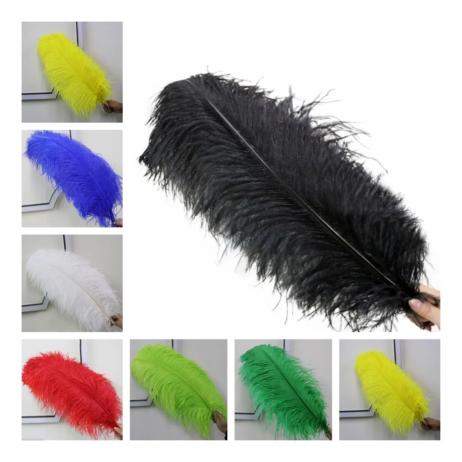 Piume di Struzzo Piume di Struzzo Bianche Naturali for L'artigianato 60-65 Cm Decorazione della Festa Nuziale Centrotavola Carnevale Plumas Deco(Fruit Green,50 PCS)