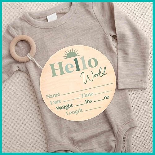 Miniatura 30 de Letrero de estadísticas de nacimiento para recién nacido, anuncio de nombre de bebé, accesorio de fotografía de Hello World Elephant Hospital