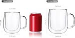 CNGLASS Large Double Wall Glass Coffee Mug 15.2oz,Clear Insulated Glass Espresso Cup with Big Handle,Set of 2