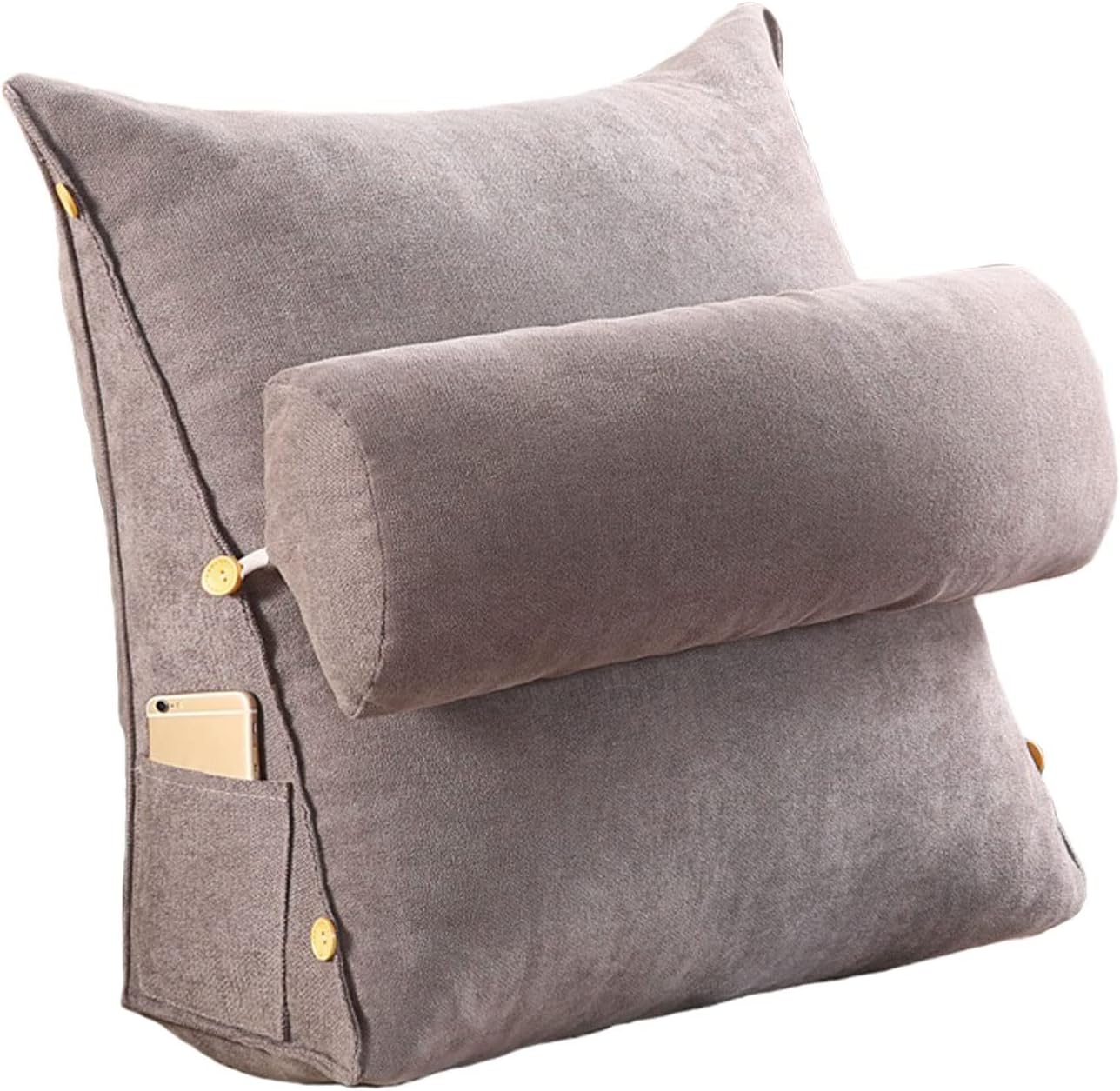 Reading Pillows for Sitting in Bed Adult Without Arms Sofa Pillows for Living Room with Neck Support Bed Wedge Pillow for Headboard (Color : Gray-1, Size : 45x45x20cm)