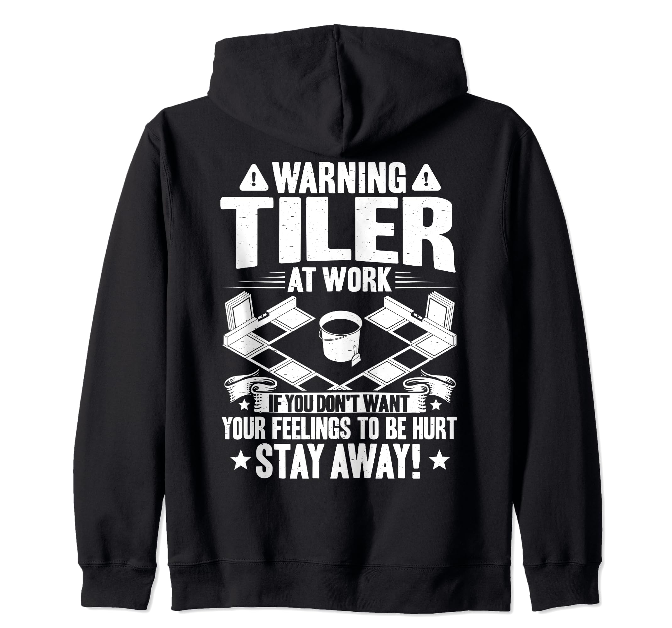 Tile Man Tile Setter At Work Floor Tiler Zip Hoodie, Black - Image 2