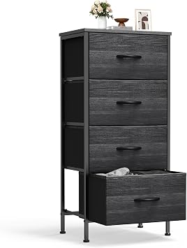 Sweetcrispy Dresser for Bedroom, 4 Drawer Storage Cabinet, Tall Nightstand
