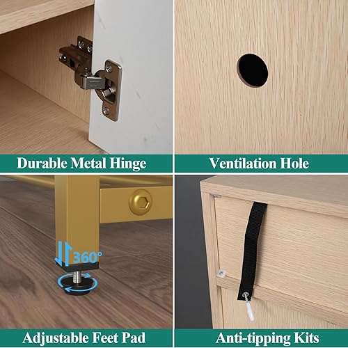 Miniatura 7 de Auromie Armario de almacenamiento de zapatos con puertas, organizador de zapatos con cajones, zapatero de entrada con estantes ajustables, zapatero