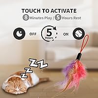 Vista 4 de Interactive Cat Toys for Indoor Cats, Automatic Hanging Door Feather Toy Mouse & Ribbon Wand Teaser,USB-Rechargeable Self Play Chase Exercise