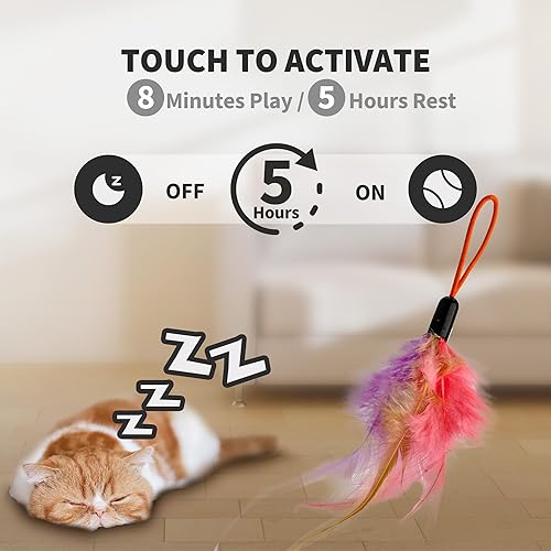 Miniatura 4 de Interactive Cat Toys for Indoor Cats, Automatic Hanging Door Feather Toy Mouse & Ribbon Wand Teaser,USB-Rechargeable Self Play Chase Exercise