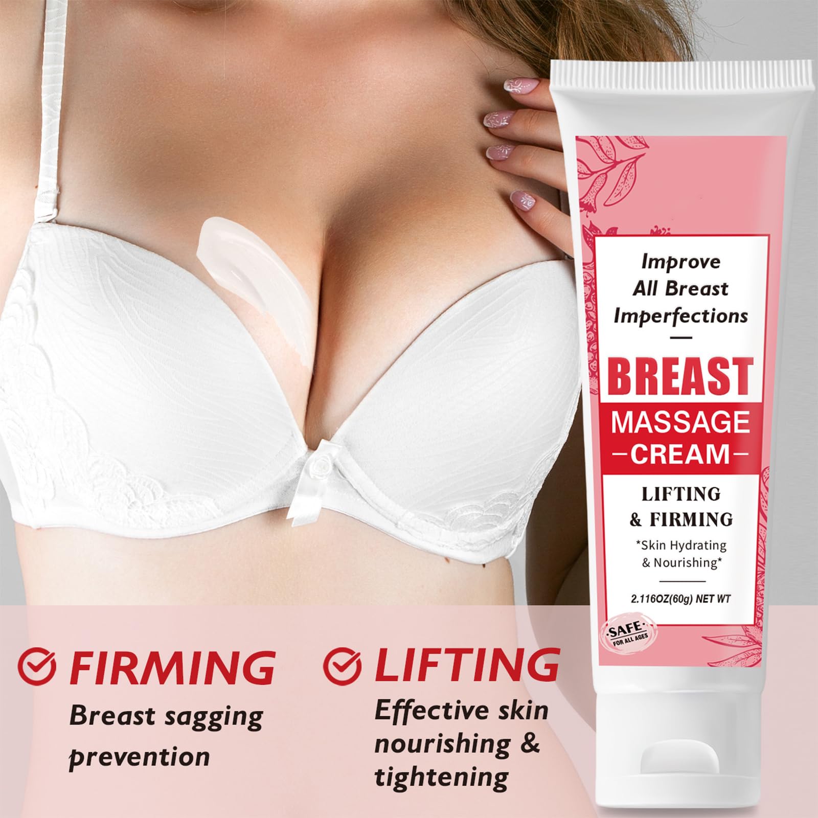 12 Crème d'amélioration de la Poitrine, 60g Crème Augmentante et Hydratante pour la Poitrine, Crème Raffermissante Et Lifting Pour Les Seins Crème De Massage Du Sein Crème