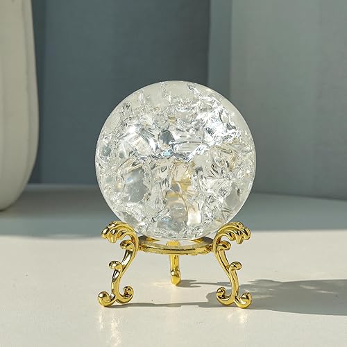 Miniatura 2 de LONGWIN Bola de cristal agrietada con hielo de 1.969 in Bola de cristal decorativa Decoración del hogar Adornos (transparente)