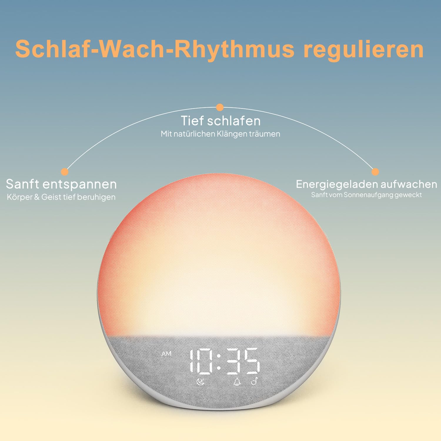 Sveglia luminosa Diurna White Noise Machine: luce sveglia naturale con Bluetooth - 25 suoni della natura - Luce notturna RGB per adulti e bambini in camera da letto