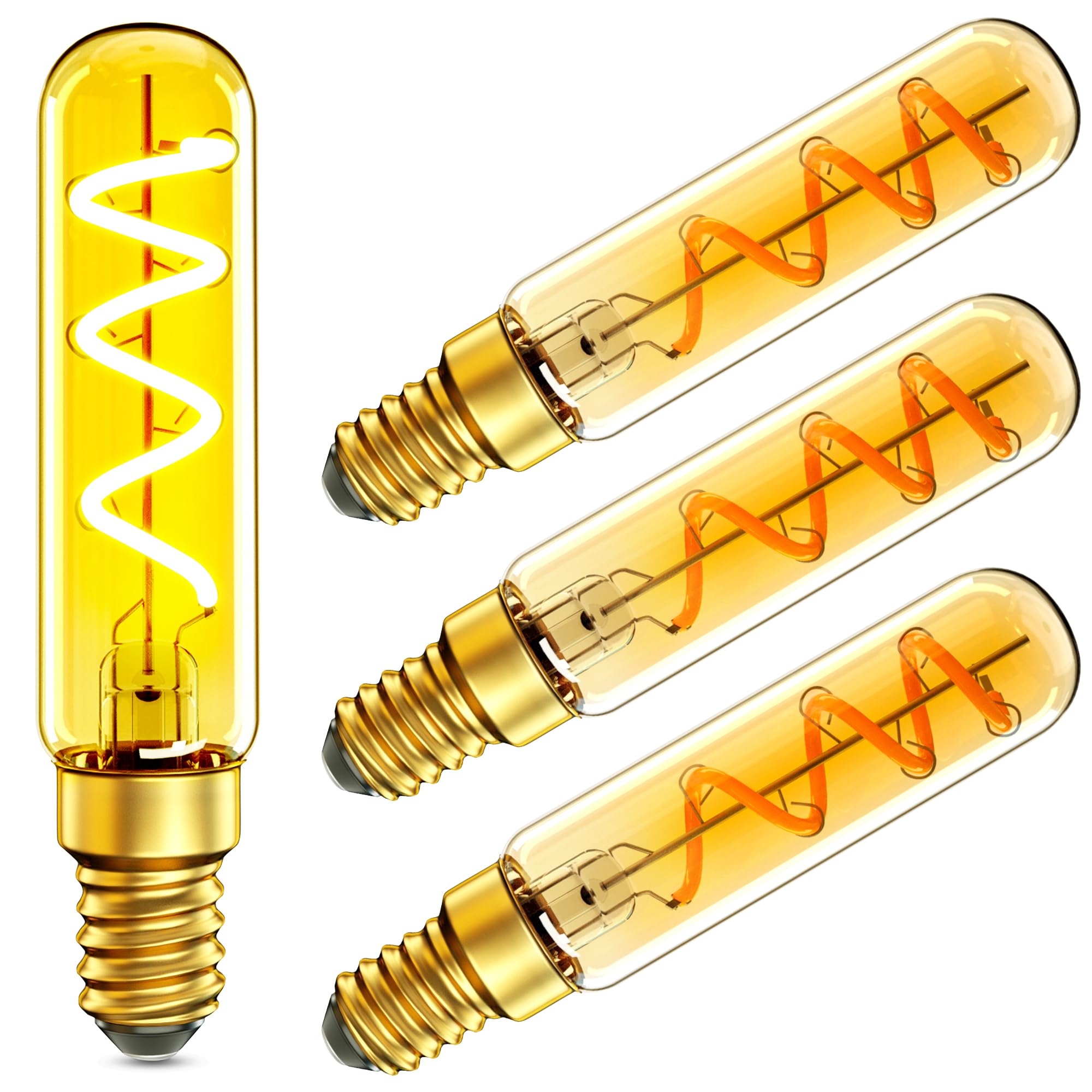 Hcnew E14 LED Glühbirne Warmweiss T20 3W Nicht Dimmbar Edison Vintage Glühbirne, 2200K Filament Glühbirnen 30W Glühlampen, Ideal für Nostalgie und Retro Beleuchtung im Haus Café Bar, 4 Stück