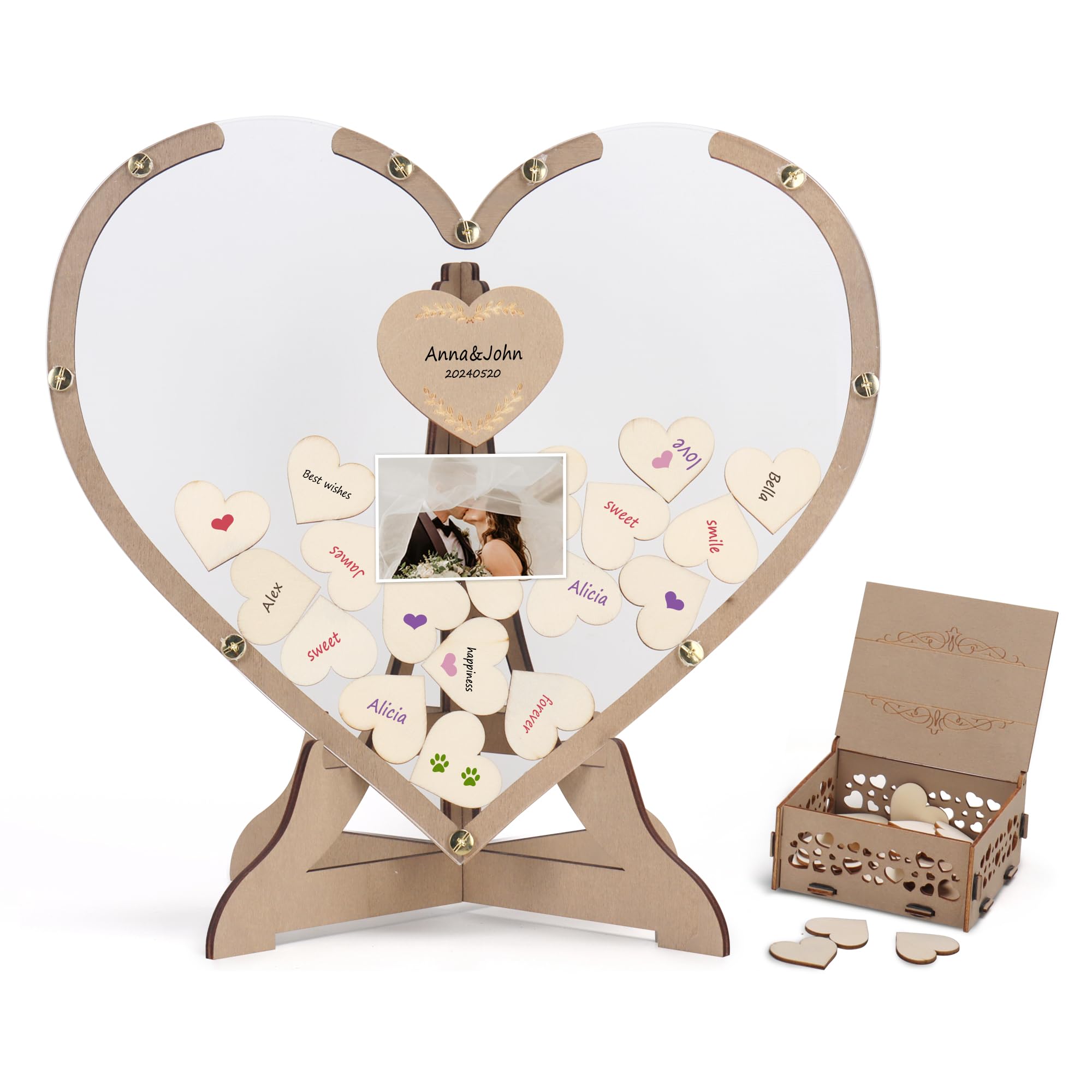 Amazon.com: SELEAD Wedding Guest Book Alternative - Rustic Heart