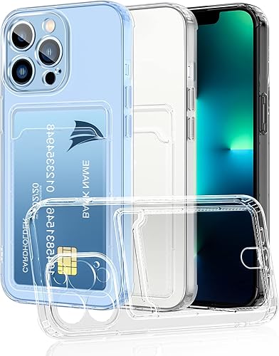 Funda para iPhone 13 Pro Max, funda transparente para iPhone 13 Pro Max con tarjetero a prueba de golpes, delgada, compatible con iPhone 13 Pro Max,