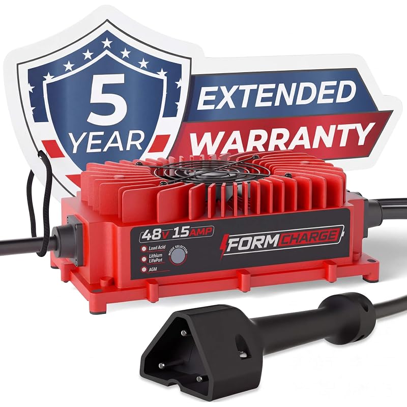 Carregador de bateria 48 V 15 A para carrinho de golfe EZGO RXV e TXT FORM com plugue triangular EZGO