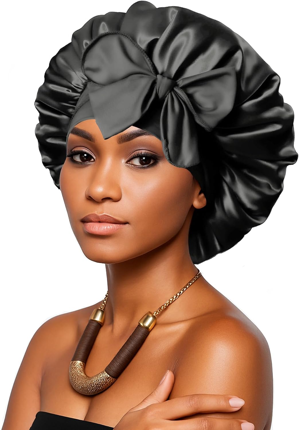 Satin Bonnet for Women – Double Layered Silk Sleep Cap for Natural Hair – Adjustable Non-Slip Night Hair Wrap
