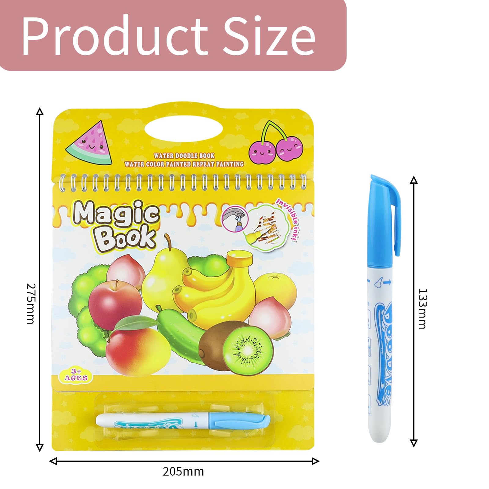 SLshiBo Pack of 3 Water Colouring Books, Water Wow Colouring Book with Water Pen - Image 2