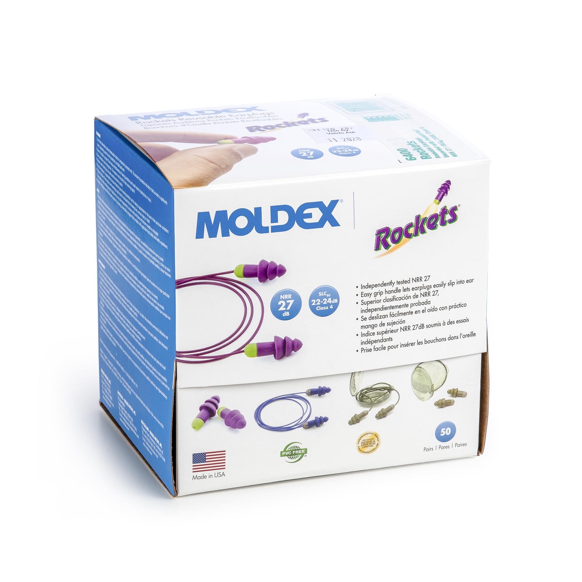 Moldex Rockets 6404 Bouchons d'oreille réutilisables avec fil NRR 27 dB