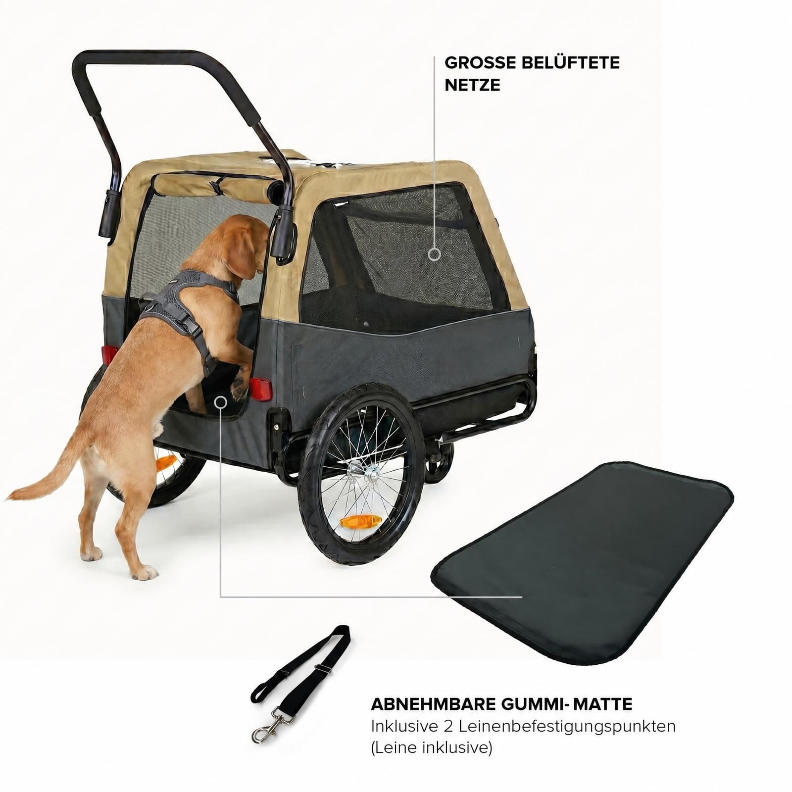Polisport Hundeanhänger & 2-in-1-Kinderwagen Größe M & XL