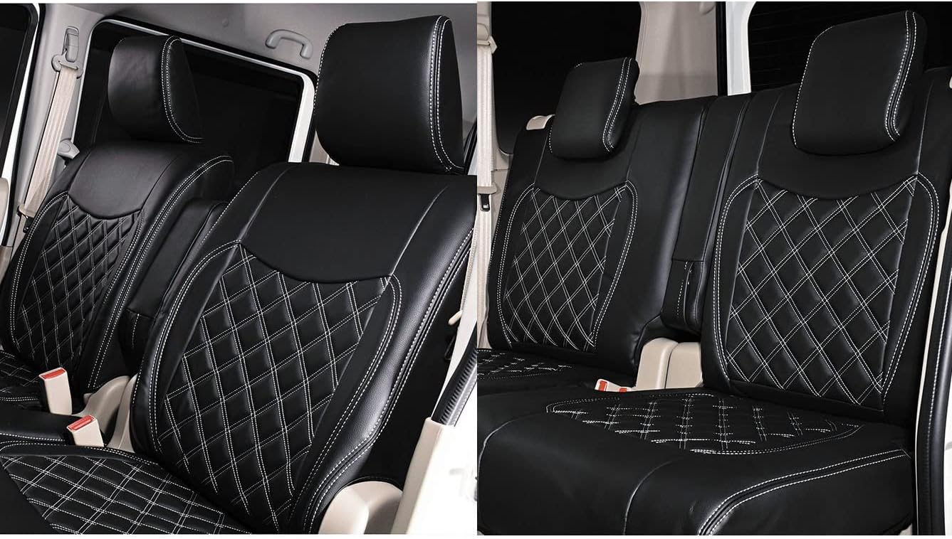 シートカバー DA17W エブリイ ワゴン PJターボ/PZターボ/PZターボスペシャル ダイヤカット ブラック ダイヤキルト フロ