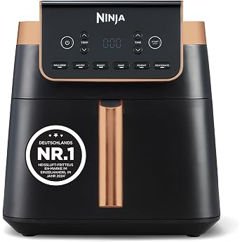 Ninja MAX PRO AF180EUCP Hot Air Fryer, 6.2 L, Black/Copper, Oil-Free