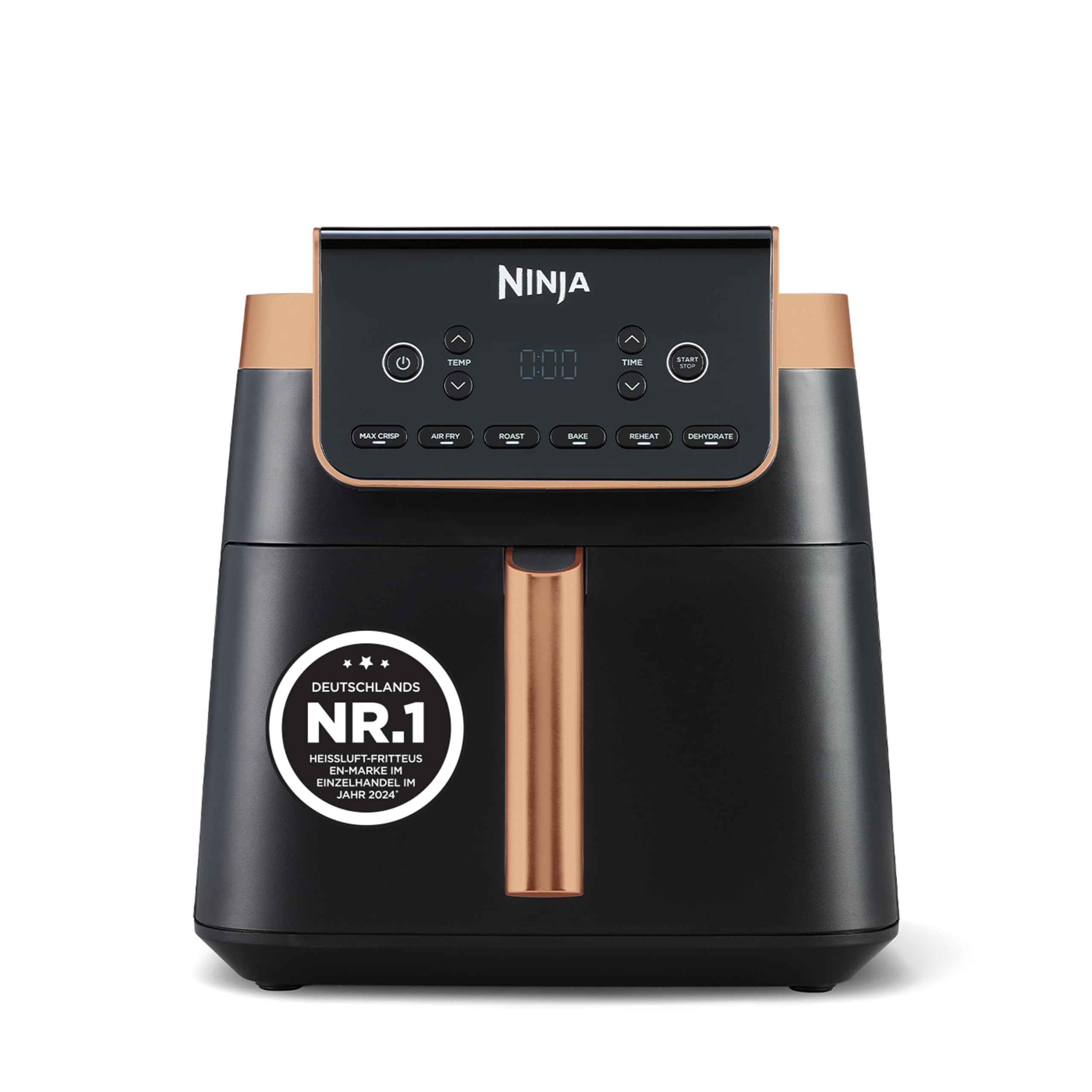 Ninja Heißluftfritteuse MAX PRO 6,2 L ölfrei Antihaftbeschichtet Schwarz/Kupfer AF180EUCP