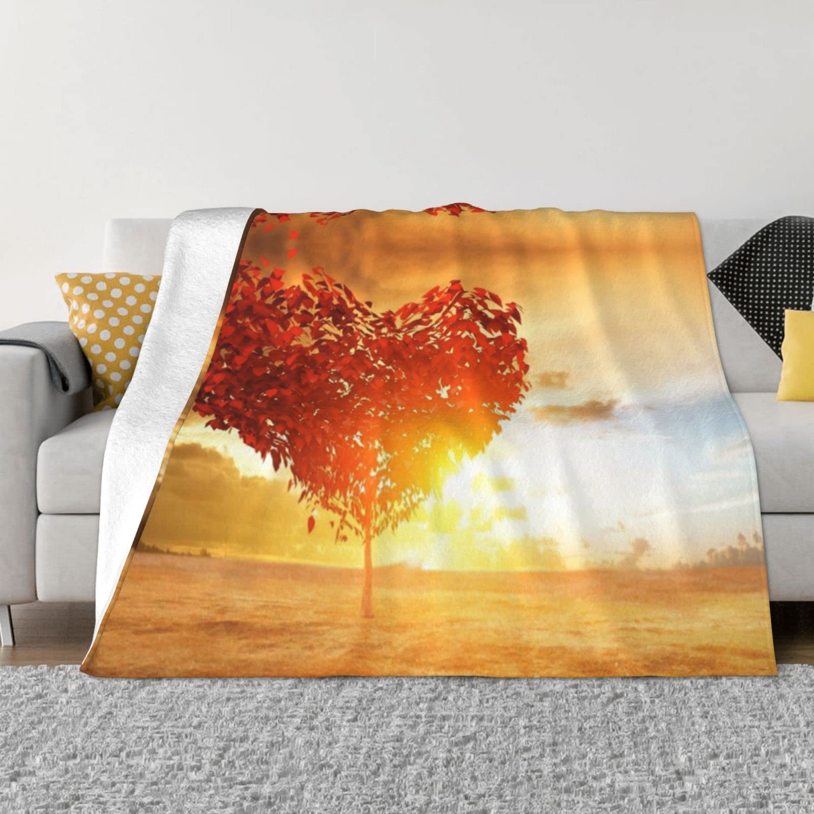 Couverture flanelle canapé lit plaid Heart Tree pour soirées cocooning