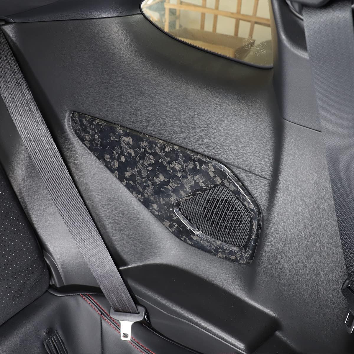 Car Door Speaker Cover Trim Compatible with Toyot@ 86 GR86 2022 2023&Subaru BRZ ZD8 2022 2023 Real Carbon Fiber 2PCS Rear Horn Protection Trim Cover (Forged Grain Pattern)
