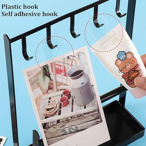 Miniatura 5 de Prudiut Paquete de 300 pestañas para colgar, etiquetas adhesivas para colgar, pestañas adhesivas resistentes, ganchos para colgar para exhibiciones